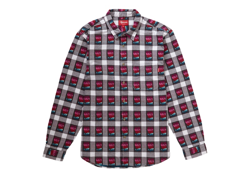 Supreme Rose Buffalo Plaid Shirt White