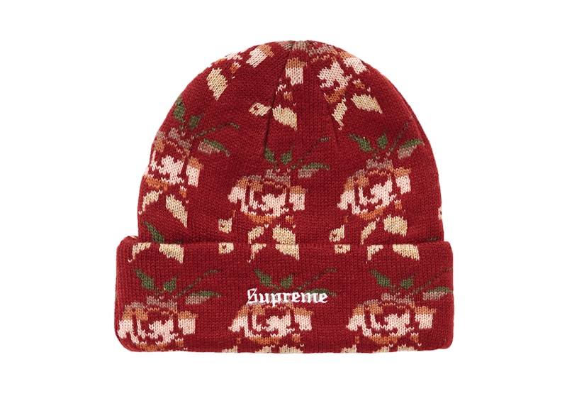 Supreme Rose Jacquard Beanie Burgundy