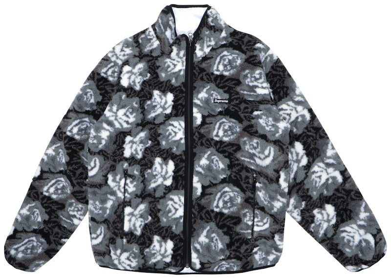 Supreme Roses Sherpa Fleece Reversible Jacket Black