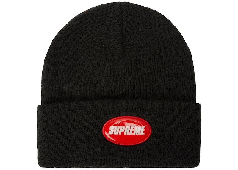 Supreme Rubber Patch Beanie Black