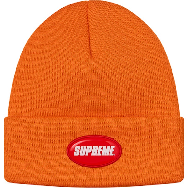 Supreme Rubber Patch Beanie Orange