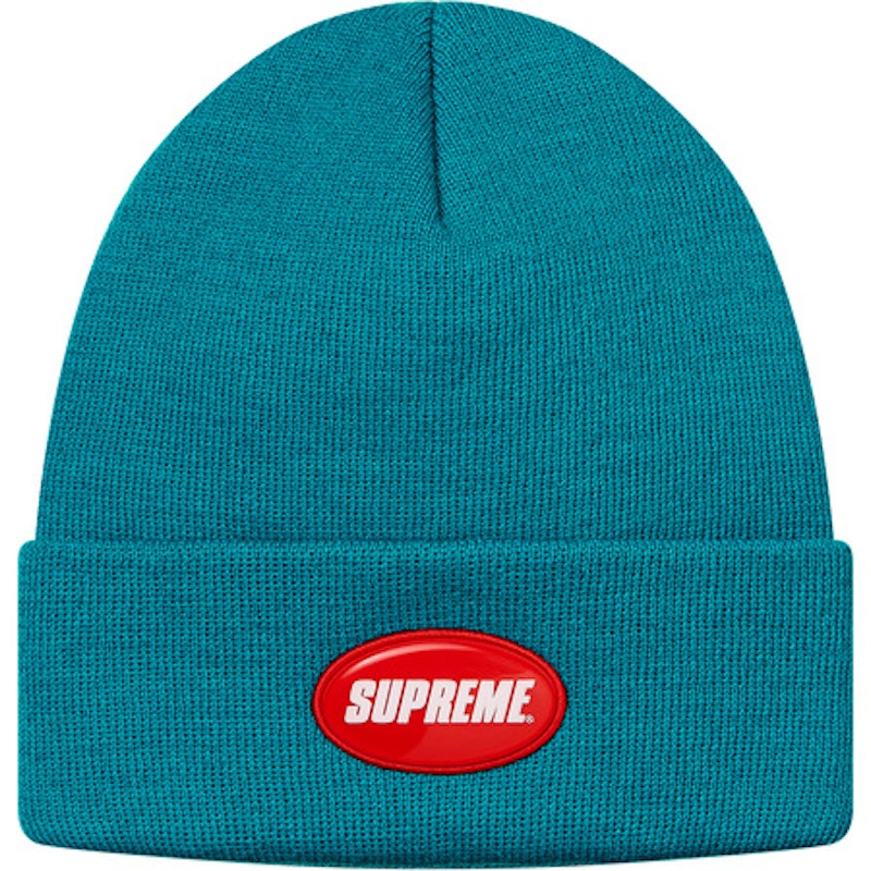 Supreme Rubber Patch Beanie Teal