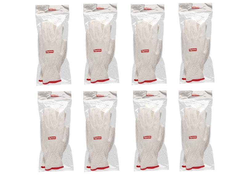 Supreme Rubberized Gloves 8x Lot FW20 Season Gift White/Red