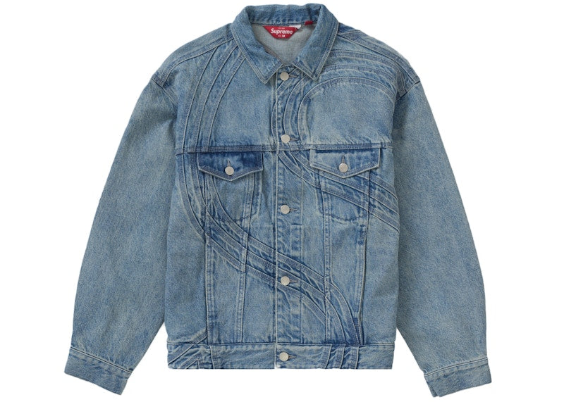 Supreme S Logo Denim Trucker Jacket Washed Blue