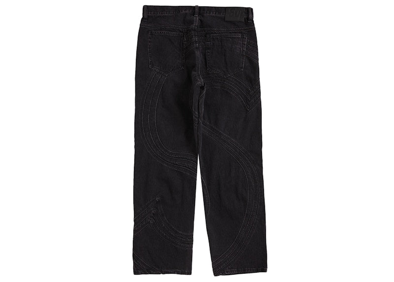 Supreme S Logo Loose Fit Jean Washed Black