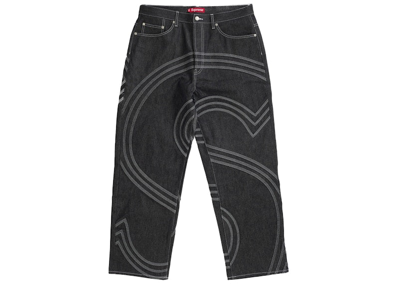 Supreme S Logo Rigid Baggy Jean Black