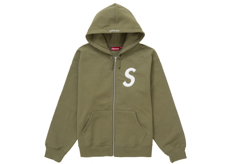 Supreme S Logo Zip Up Hooded Sweatshirt (FW24) Light Olive