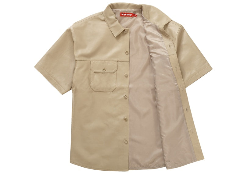 Supreme S/S Leather Work Shirt Tan