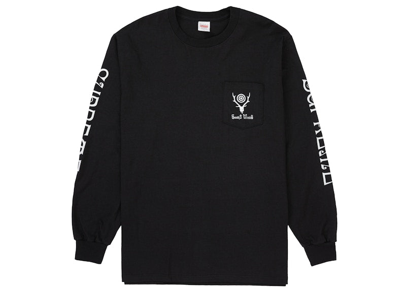 Supreme SOUTH2 WEST8 L/S Pocket Tee Black
