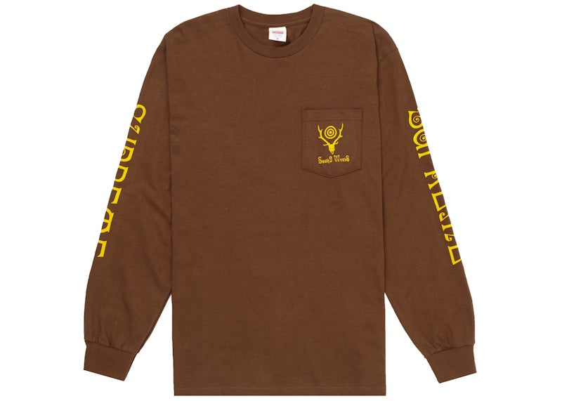 Supreme SOUTH2 WEST8 L/S Pocket Tee Brown