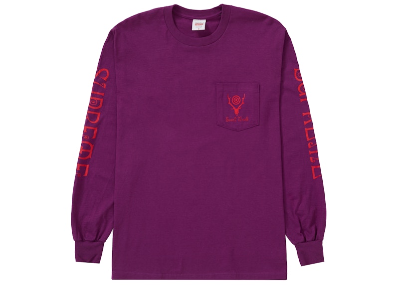 Supreme SOUTH2 WEST8 L/S Pocket Tee Purple