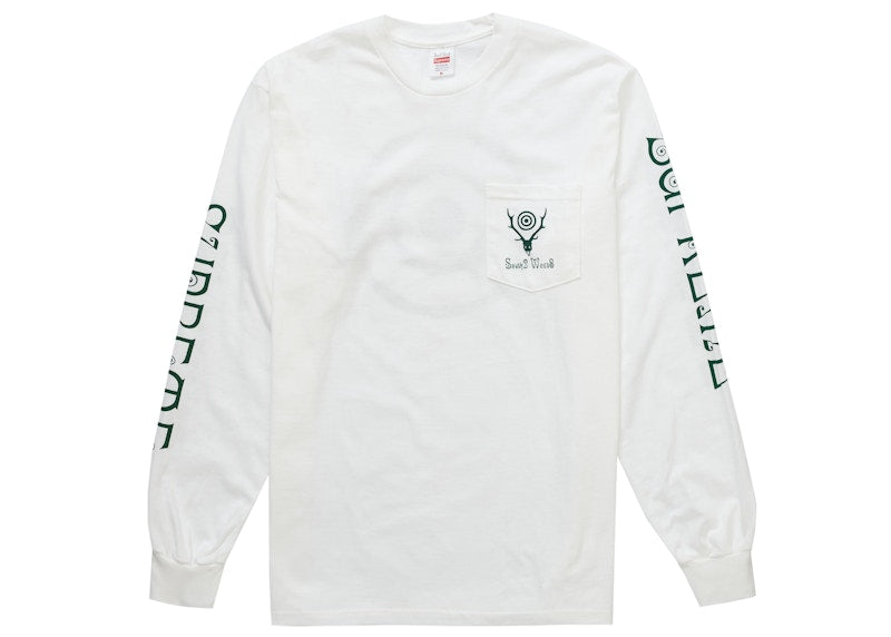 Supreme SOUTH2 WEST8 L/S Pocket Tee White