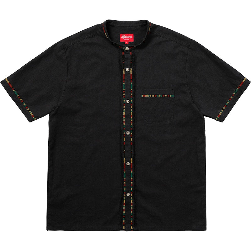 Supreme S/S Band Collar Shirt Black