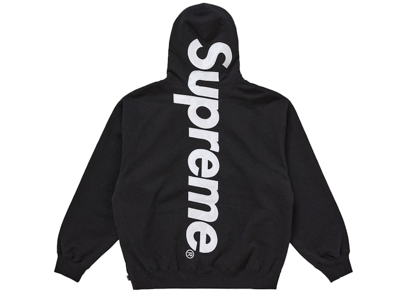Supreme Satin Appliqué Hooded Sweatshirt (FW25) Black