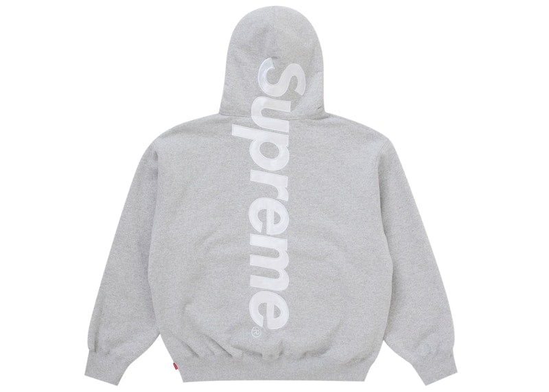 Supreme Satin Appliqué Hooded Sweatshirt (FW25) Heather Grey