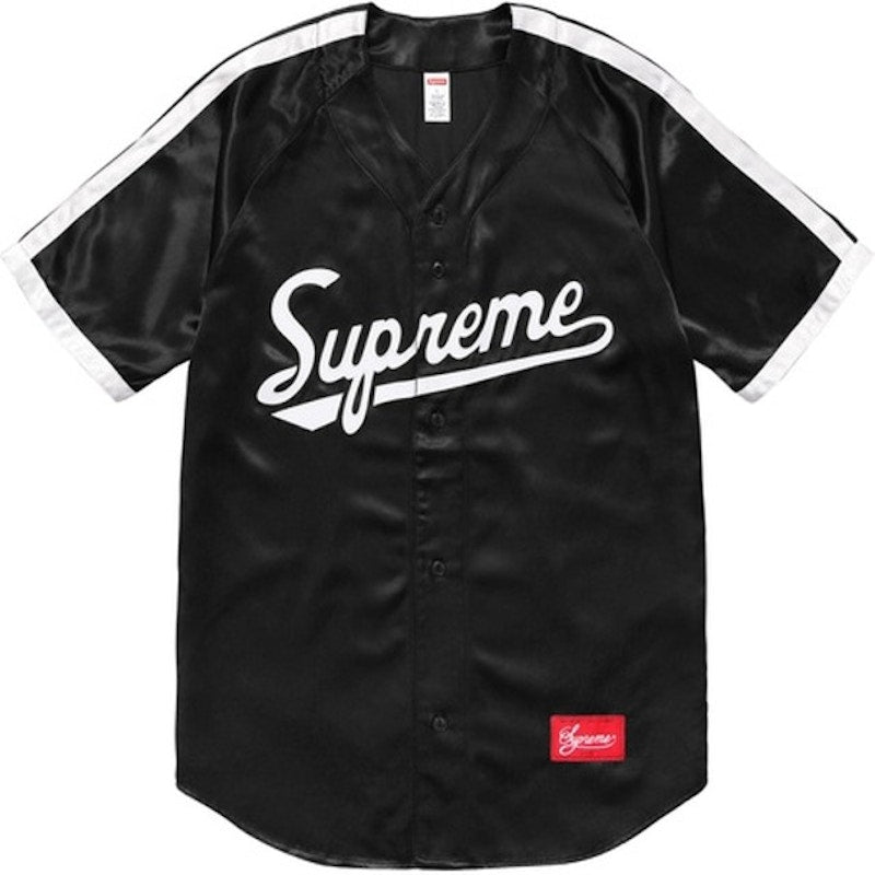 Supreme Satin Baseball Jersey Black