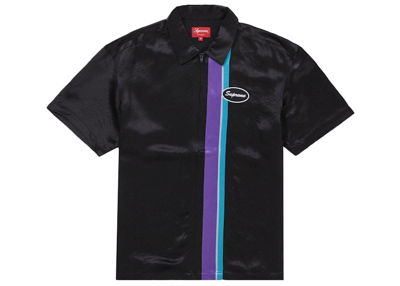 Supreme Satin Zip Up S/S Work Shirt Black