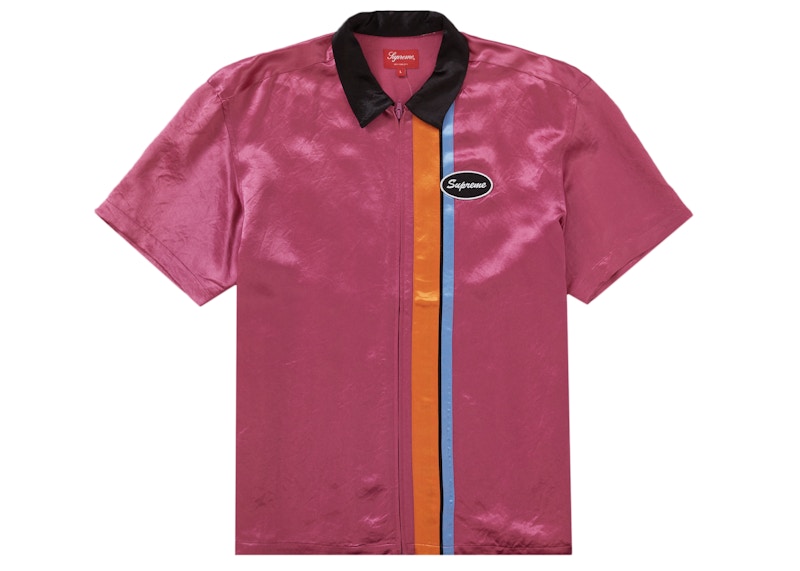 Supreme Satin Zip Up S/S Work Shirt Pink