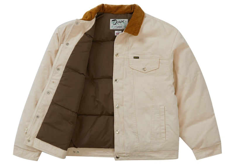 Supreme Schott Canvas Down Trucker Jacket Natural