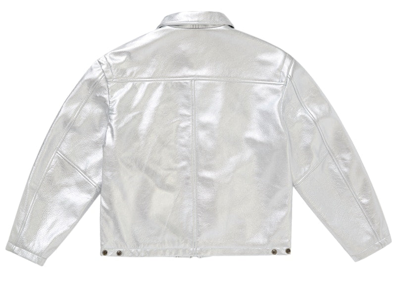 Supreme Schott Leather Clip Jacket Silver