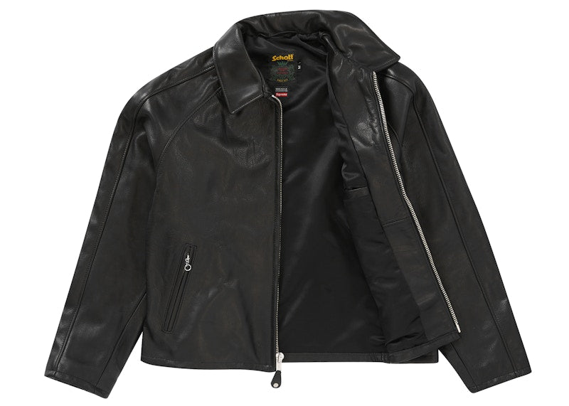 Supreme Schott Leather Racer Jacket Black