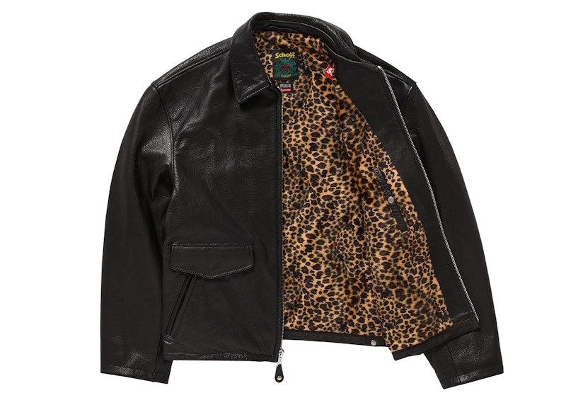 Supreme Schott Leather Racer Jacket (FW24) Black