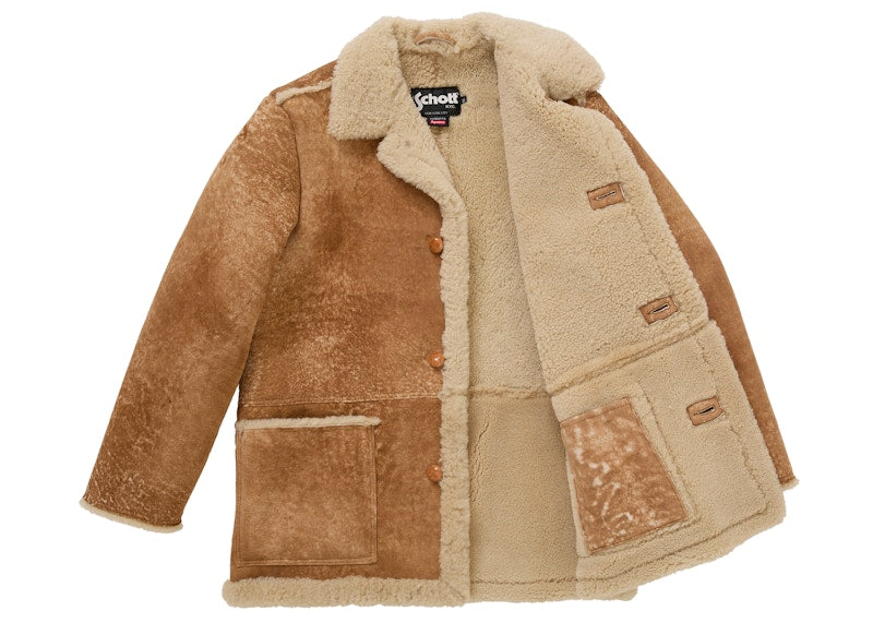 Supreme Schott Shearling Coat Tan