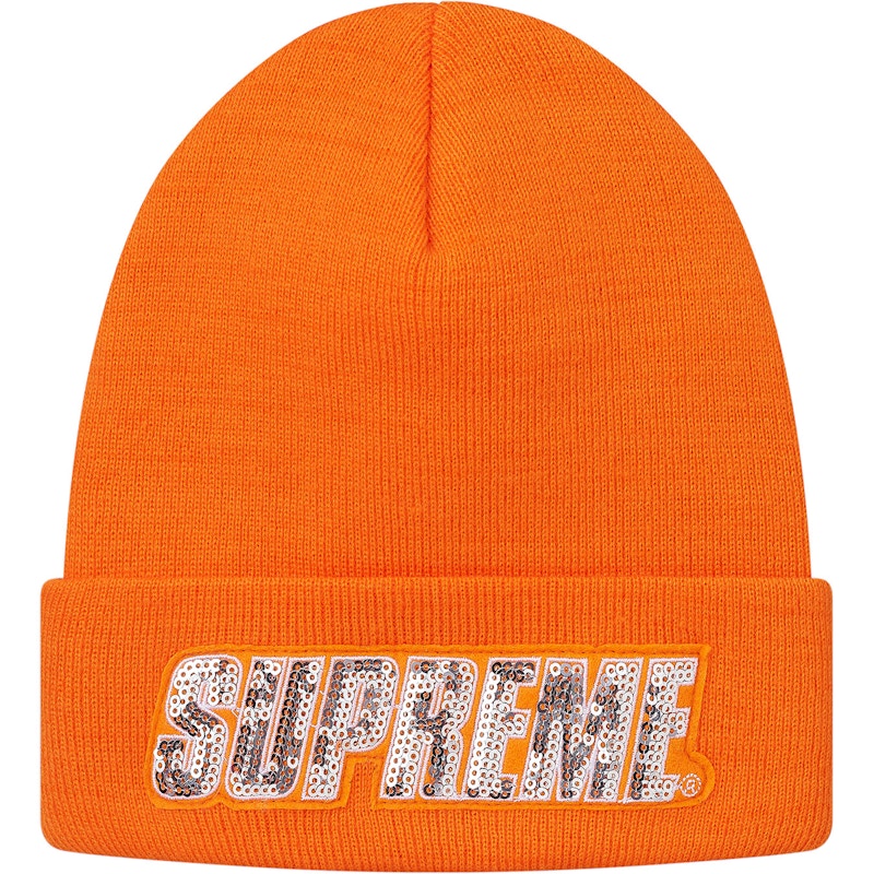 Supreme Sequin Beanie Orange