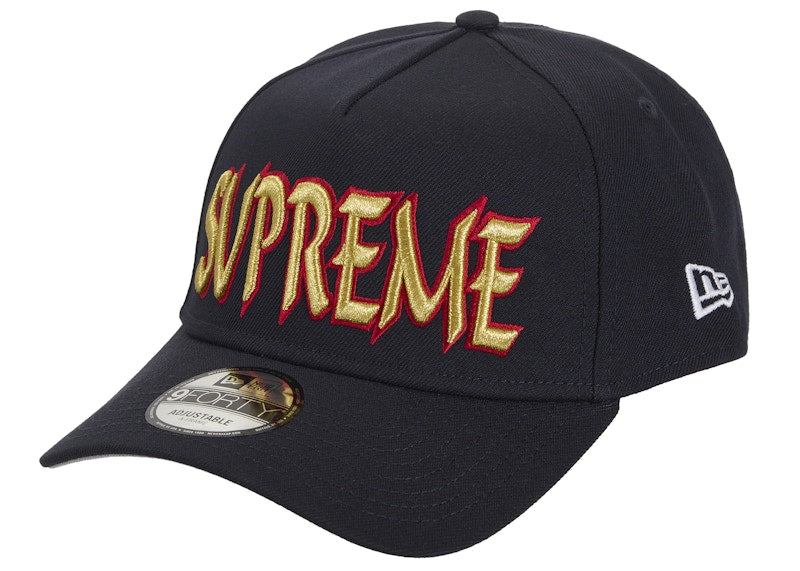 Supreme Sharp Spellout Adjustable New Era Cap Navy