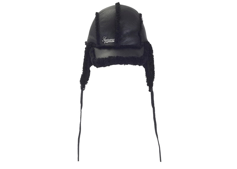 Supreme Shearling Lined Earflap Cap Black