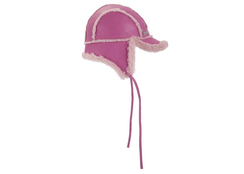 Supreme Shearling Lined Earflap Cap Pink