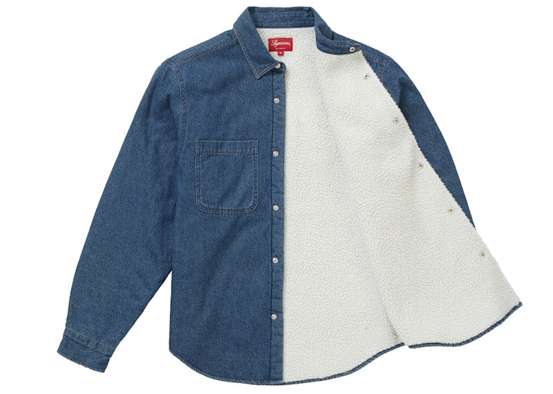 Supreme Sherpa Lined Denim Shirt Blue
