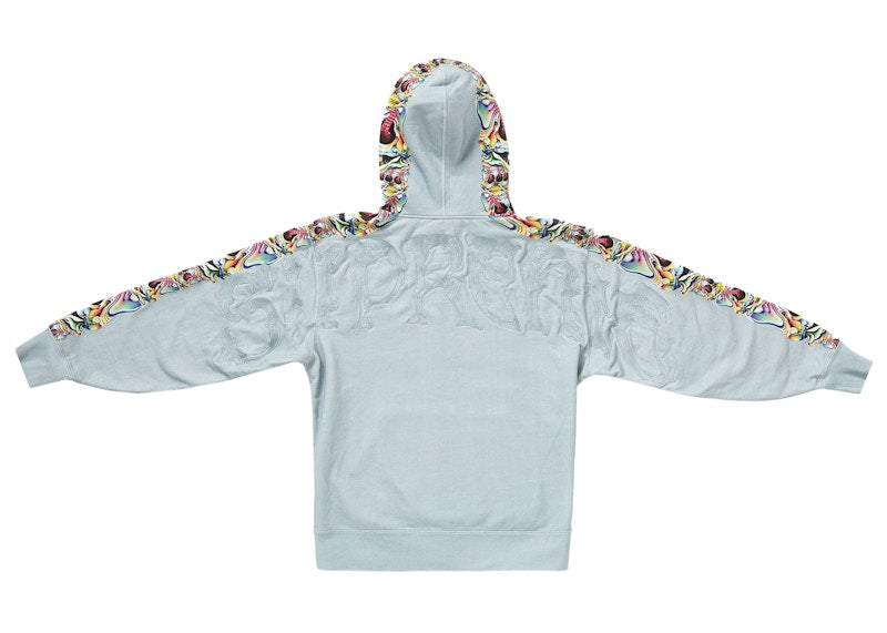 Supreme Skulls Zip Up Hooded Sweatshirt Light Slate