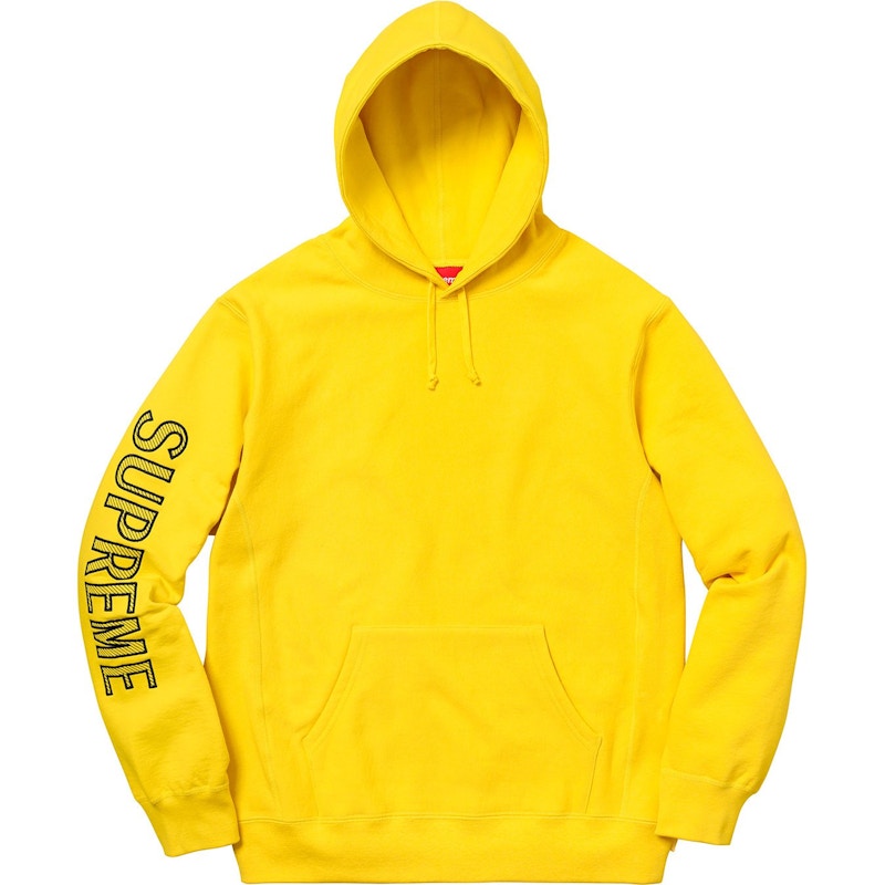 Supreme Sleeve Embroidery Hooded Sweatshirt Yellow