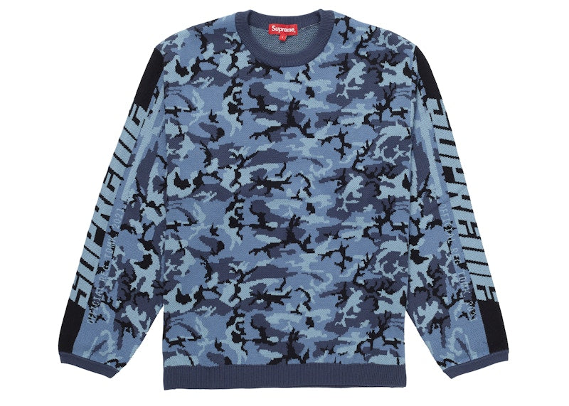 Supreme Sleeve Stripe Sweater Blue Camo