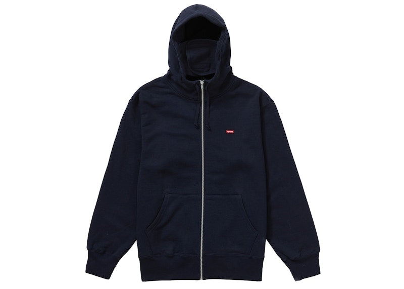 Supreme Small Box Facemask Zip Up Hooded Sweatshirt Navy