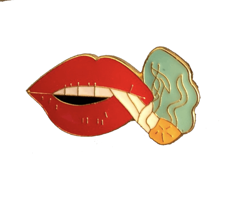 Supreme Smoking Lips Pin Gold