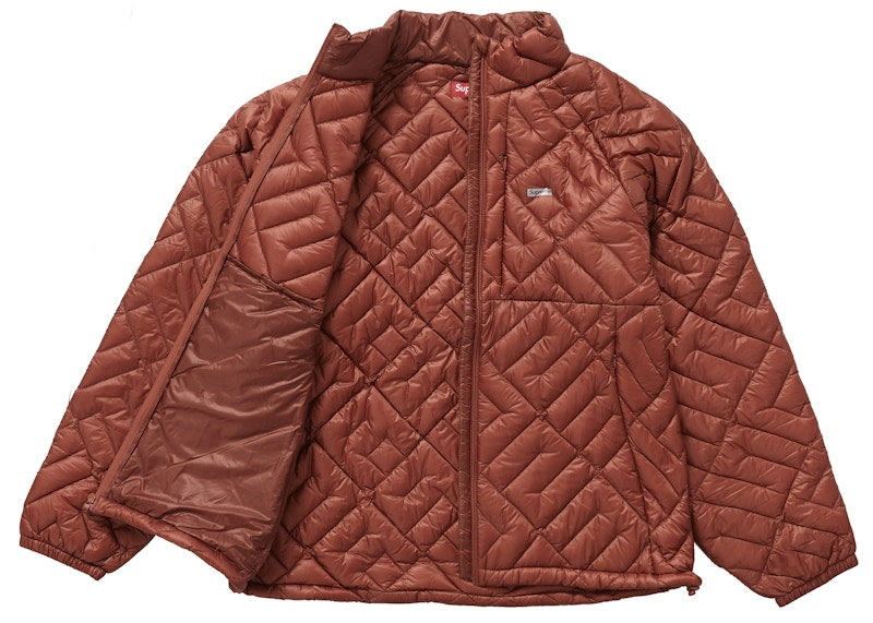 Supreme Spellout Quilted Lightweight Down Jacket Rust