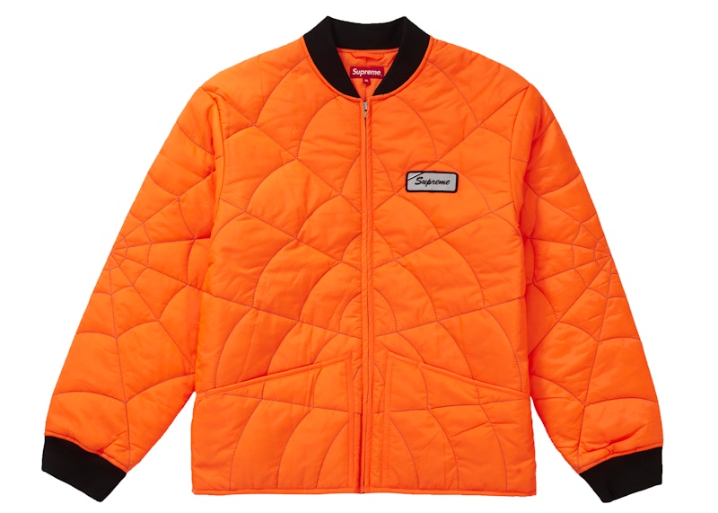 Supreme Spider Web Quilted Work Jacket Orange