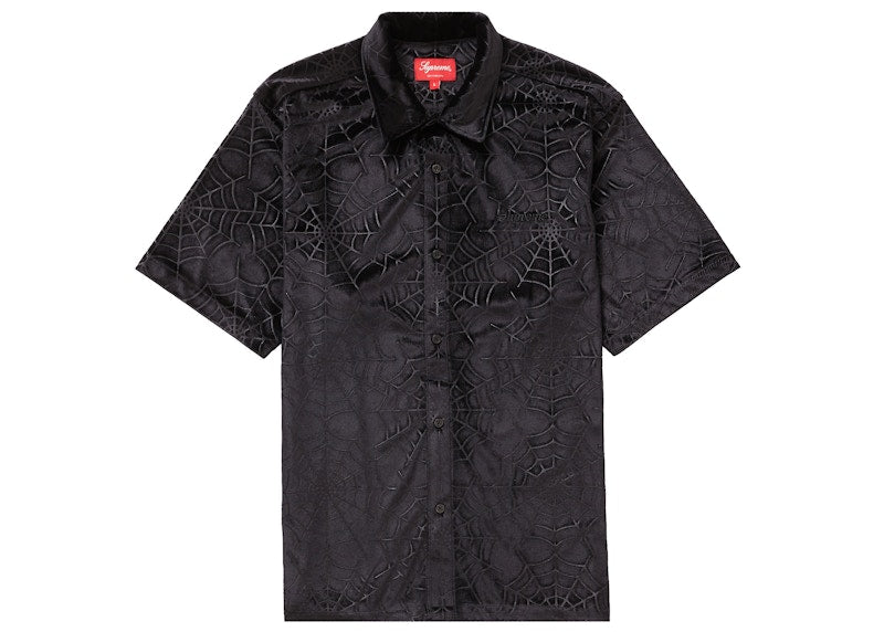 Supreme Spider Web Velvet S/S Shirt Black