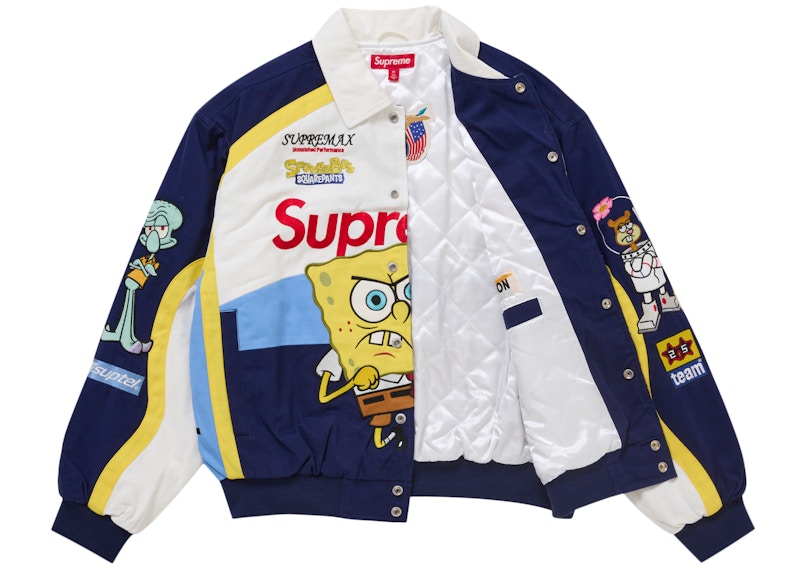 Supreme SpongeBob SquarePants Jeff Hamilton Racing Jacket White