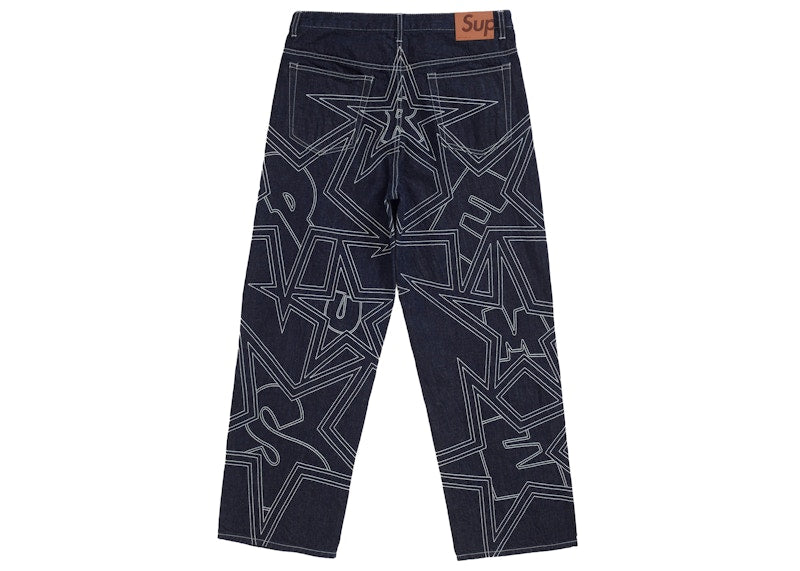 Supreme Stars Topstitch Baggy Jean Indigo