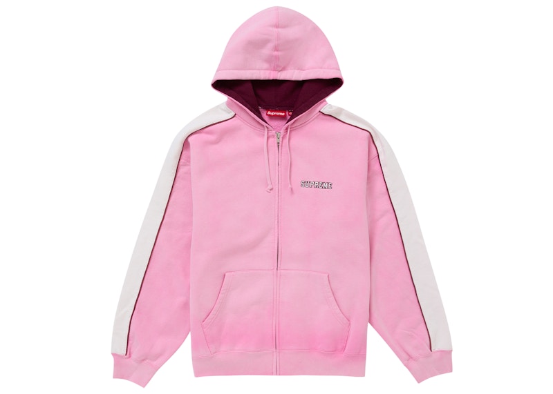 Supreme State Zip Up Hooded Sweatshirt Pink