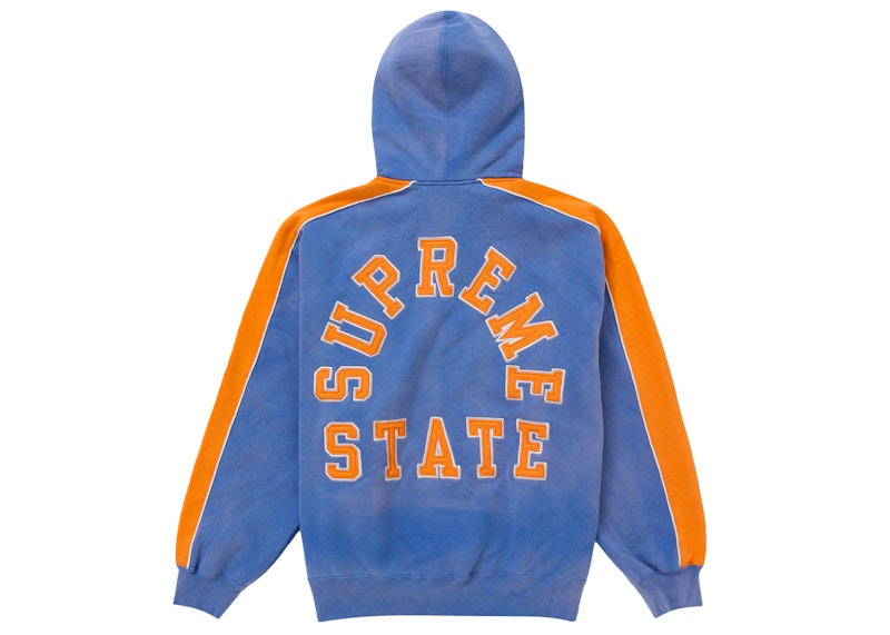 Supreme State Zip Up Hooded Sweatshirt Washed Royal
