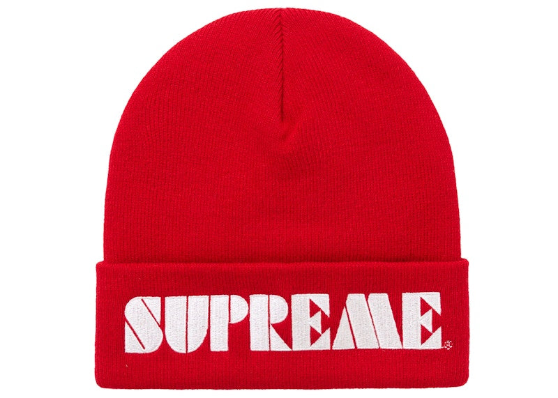 Supreme Stencil Beanie Red