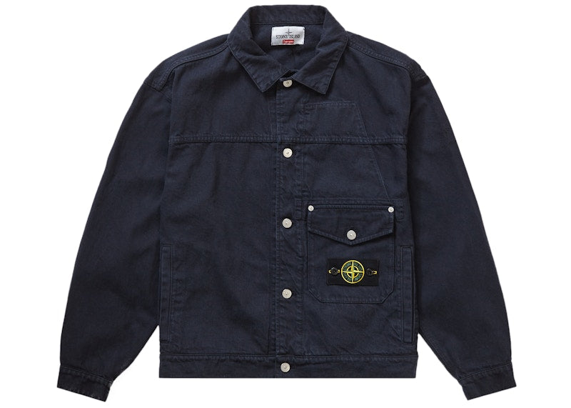 Supreme Stone Island Denim Trucker Jacket Navy