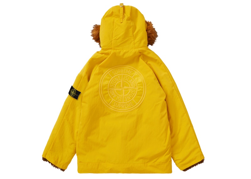 Supreme Stone Island Formula Steel Reversible Faux Fur Parka Yellow