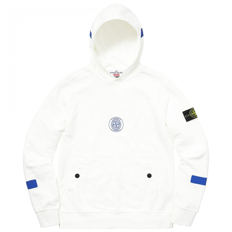 Supreme Stone Island Hooded Sweatshirt White