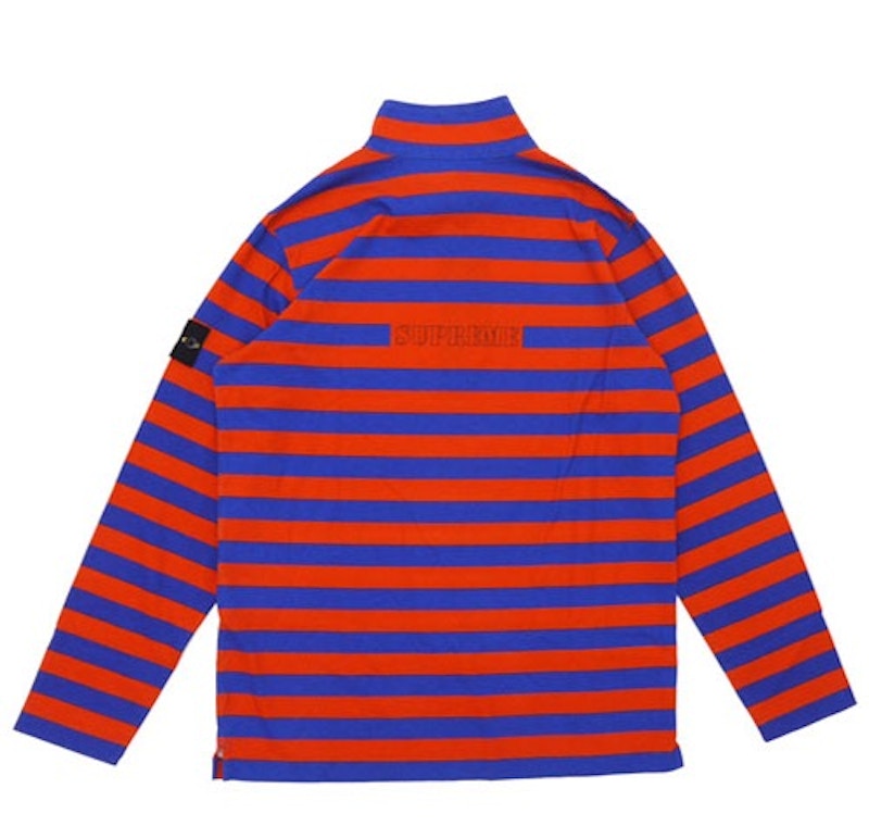 Supreme Stone Island Quarter Zip Long Sleeve Top Orange