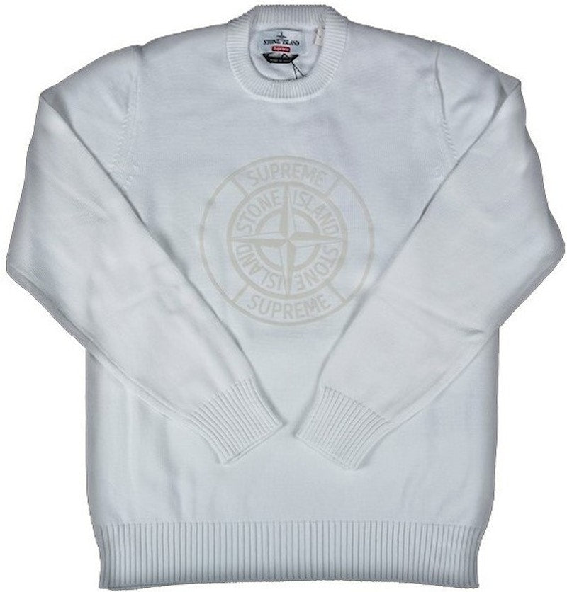 Supreme Stone Island Reflective Compass Sweater White